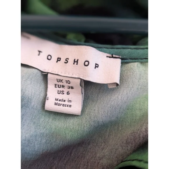 Women's Topshop Green & Black Tie dye Dress Size US 6 - Picture 7 of 8
